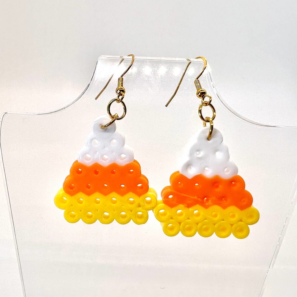 Melted Candy Corn Earrings - Halloween Earrings - Fall Earrings - Perler Earring - Picture 1 of 8